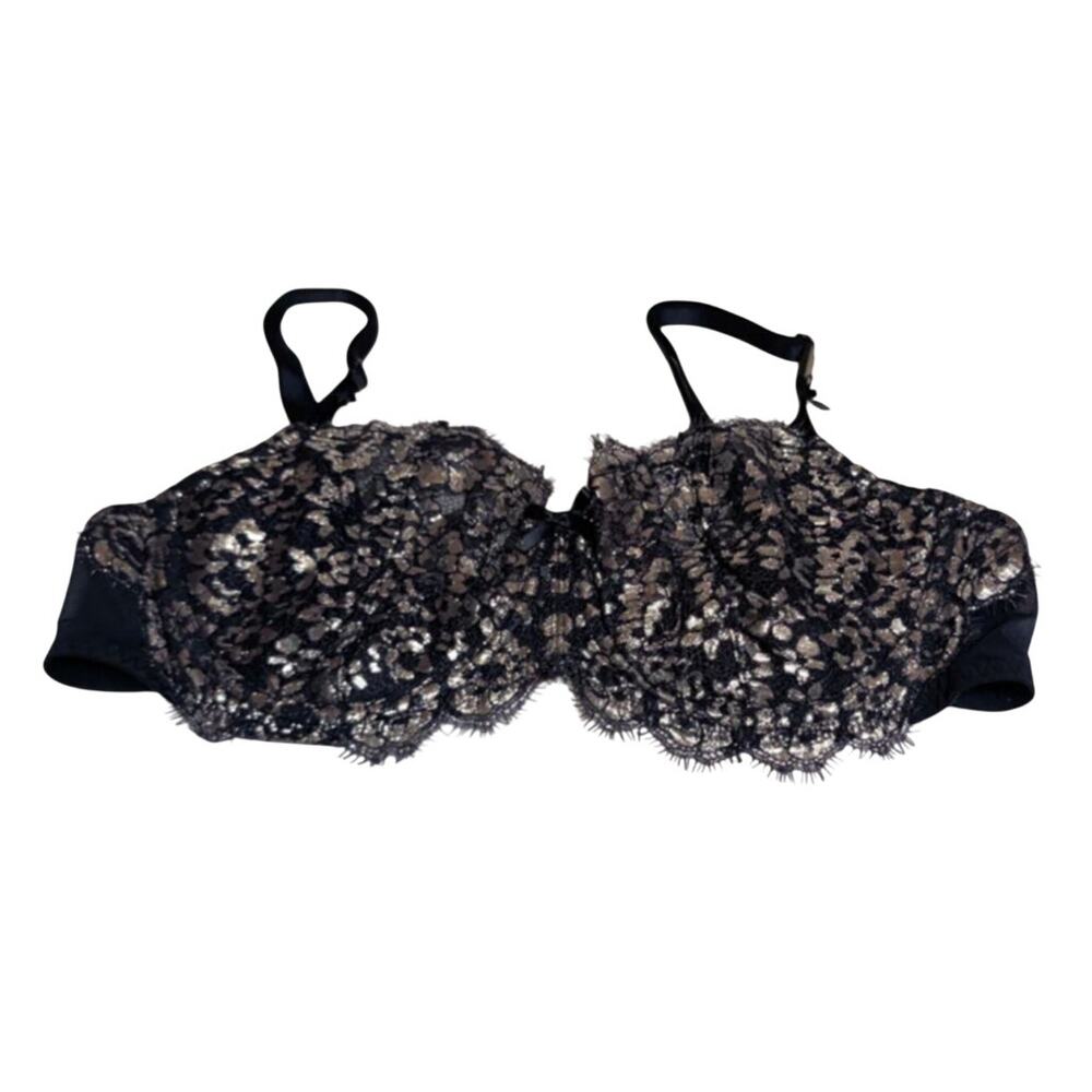 Victoria's Secret Dream Angels "Wicked" Unlined Uplift Bra, Navy/Silver 38C